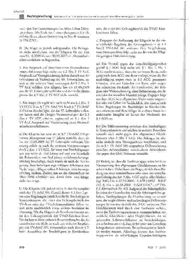 Vorschauseite 4: Rechtsanspruch auf Altersteilzeitarbeitsverhältnis kann nach Alter differenziert eingeräumt werden