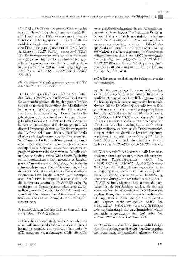 Vorschauseite 5: Rechtsanspruch auf Altersteilzeitarbeitsverhältnis kann nach Alter differenziert eingeräumt werden