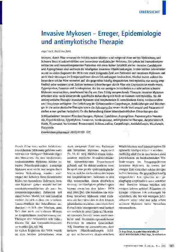 Vorschauseite 1: Invasive Mykosen - Erreger, Epidemiologie und antimykotische Therapie