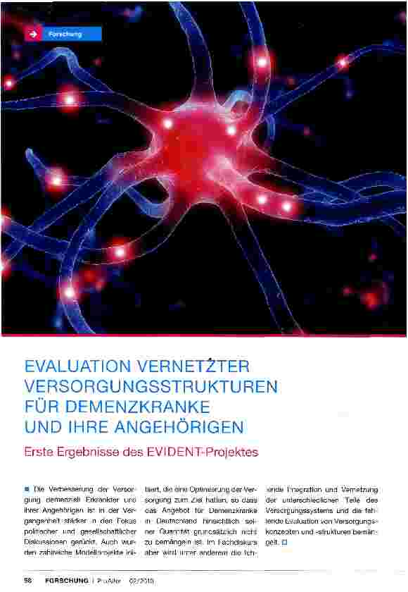 Vorschauseite 1: EVALUATION VERNETZTER VERSORGUNGSSTRUKTUREN FÜR DEMENZKRANKE UND IHRE ANGEHÖRIGEN