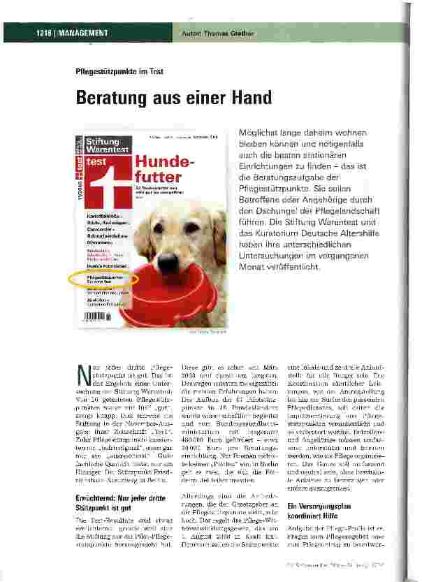 Vorschauseite 1: Pflegestützpunkte im TestBeratung aus einer Hand
