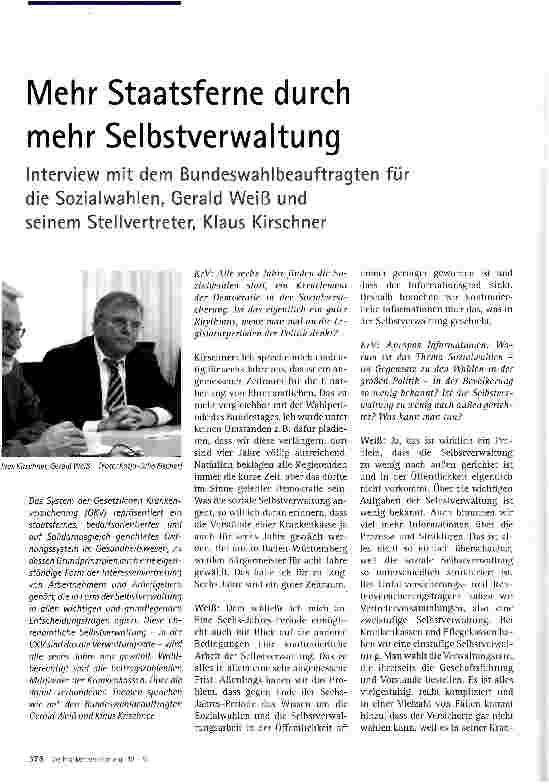 Vorschauseite 1: Mehr Staatsferne durch mehr Selbstverwaltung