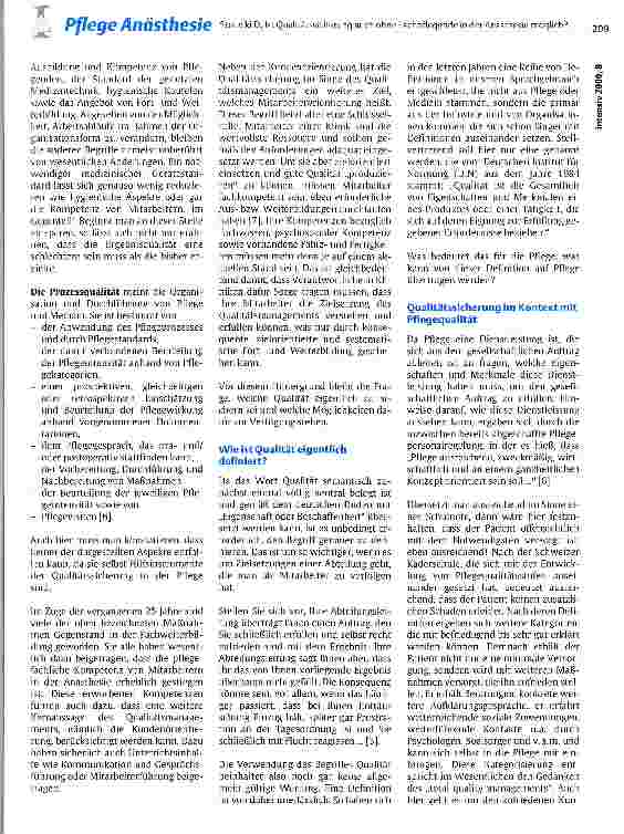 Vorschauseite 2: Ist Qualitätssicherung auch ohne Fachpflegende in der Anästhesie möglich oder zwingt Ökonomie zur Reduktion von Qualität?