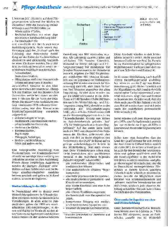 Vorschauseite 5: Ist Qualitätssicherung auch ohne Fachpflegende in der Anästhesie möglich oder zwingt Ökonomie zur Reduktion von Qualität?