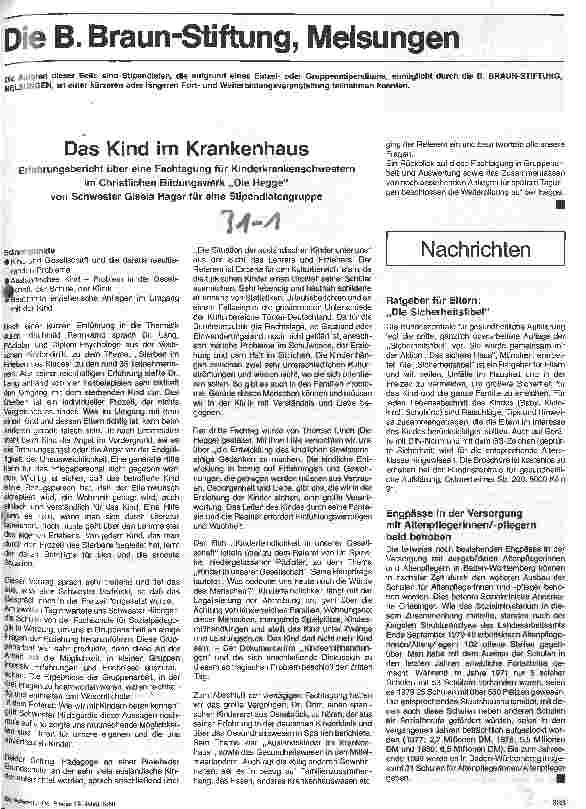 Vorschauseite 1: Das Kind im Krankenhaus