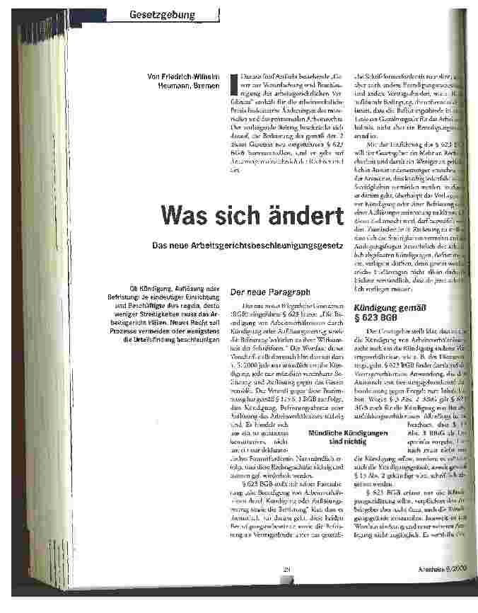 Vorschauseite 1: Was sich ändert Das neue Arbeitsgerichtsbeschleunigungsgesetz