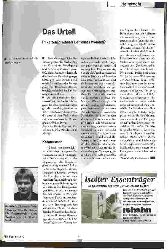 Vorschauseite 1: Etikettenschwindel Betreutes Wohnen? Das Urteil