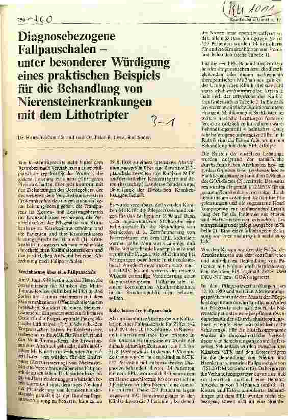 Vorschauseite 1: Diagnosebezogene Fallpauschalen - unter besonderer Würdigung eines praktischen Beispiels für die Behandlung von Nierensteinerkrankungen