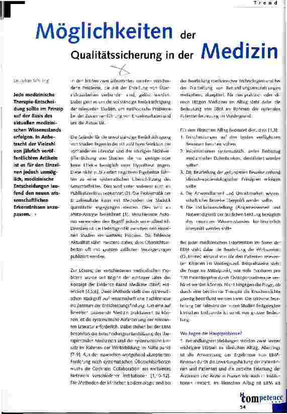Vorschauseite 1: Möglichkeiten der Qualitätssicherung in der Medizin