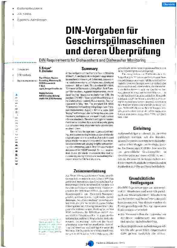 Vorschauseite 1: DIN-Vorgaben für Geschirrspülmaschinen und deren Überprüfung