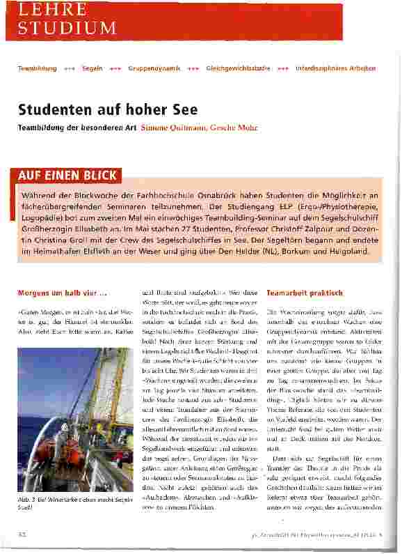 Vorschauseite 1: Studenten auf hoher See