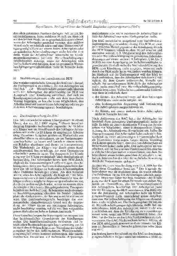 Vorschauseite 2: Rechtsprobleme des betrieblichen Eingliederungsmanagements (Teil I)