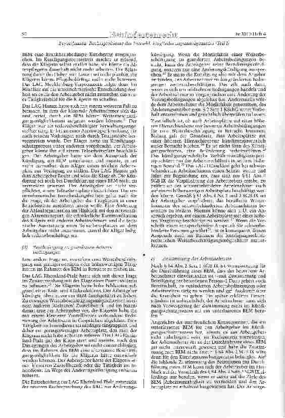 Vorschauseite 4: Rechtsprobleme des betrieblichen Eingliederungsmanagements (Teil I)