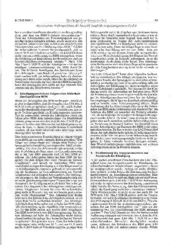 Vorschauseite 5: Rechtsprobleme des betrieblichen Eingliederungsmanagements (Teil I)