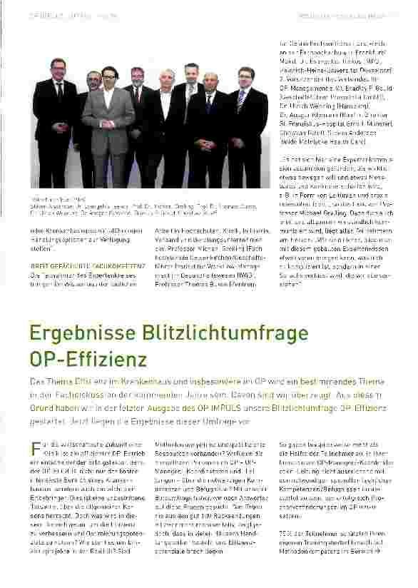 Vorschauseite 2: Expertenkreis OP-Effizienz gegründet Im Fokus: Strategien für optimierte Arbeitsund Prozessabläufe im Krankenhaus