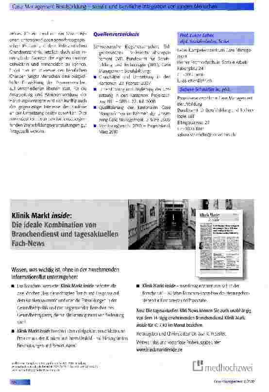 Vorschauseite 4: Case Management Berufsbildung - sozialeund berufliche Integration von jungen Menschenein Projektbericht aus der Schweiz