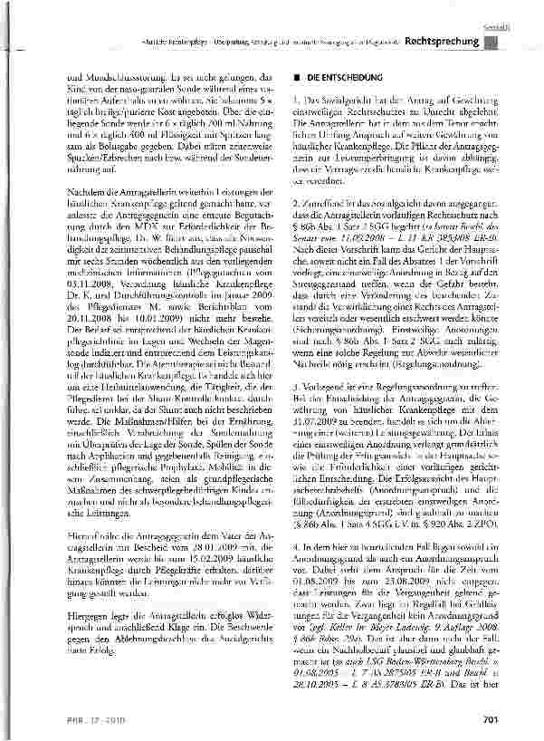 Vorschauseite 2: Häusliche Krankenpflege - Überprüfung, Reinigung und eventuelle Neulegung einer MagensondeSGBV§37Abs. 2Satz1 und2; SGBXI §14, §15; SGC §86b Abs. 1 Satz 2 und 4