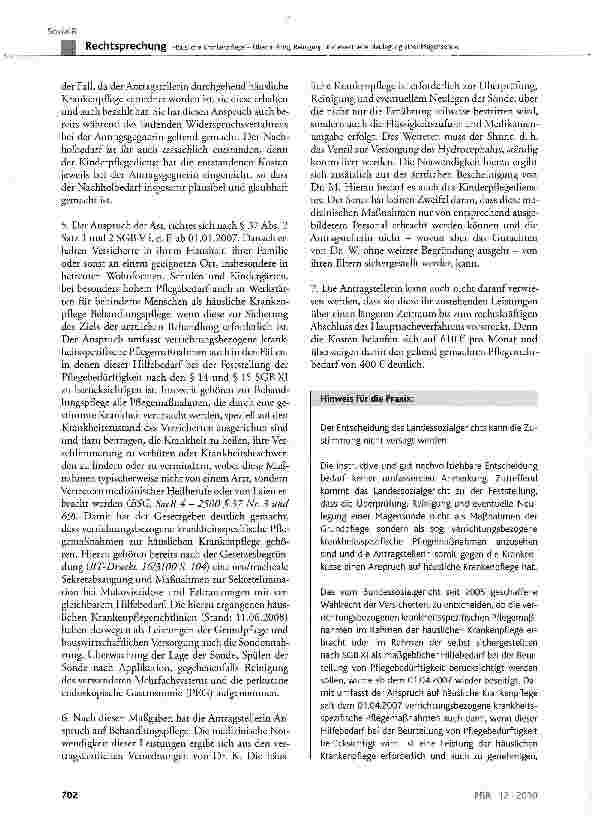 Vorschauseite 3: Häusliche Krankenpflege - Überprüfung, Reinigung und eventuelle Neulegung einer MagensondeSGBV§37Abs. 2Satz1 und2; SGBXI §14, §15; SGC §86b Abs. 1 Satz 2 und 4
