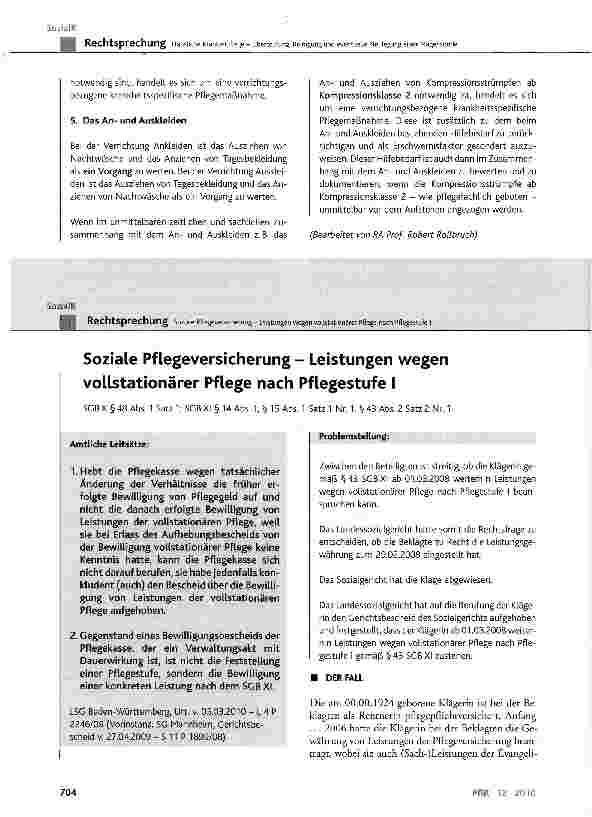 Vorschauseite 5: Häusliche Krankenpflege - Überprüfung, Reinigung und eventuelle Neulegung einer MagensondeSGBV§37Abs. 2Satz1 und2; SGBXI §14, §15; SGC §86b Abs. 1 Satz 2 und 4