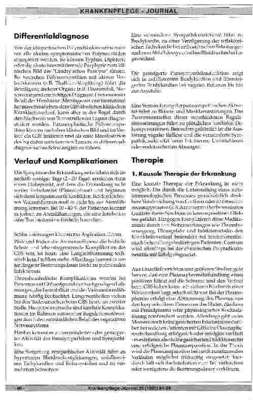 Vorschauseite 3: Ursachen, Klinik und Therapie der akuten idiopathischen Polyradikuloneuritis (Guillain-Barre-Syndrom)