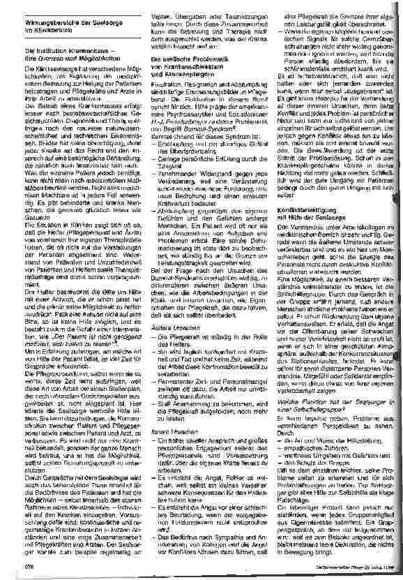 Vorschauseite 2: Die Bedeutung der Klinikseelsorge aus der Sicht der Krankenpflege