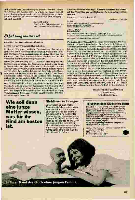 Vorschauseite 2: Zur Frage der Aufnahme von 16jährigen in die Ausbildung für Pflegeberufe und derVerlängerung der Zulassung von VolksoderHauptschulabgängern bis1973