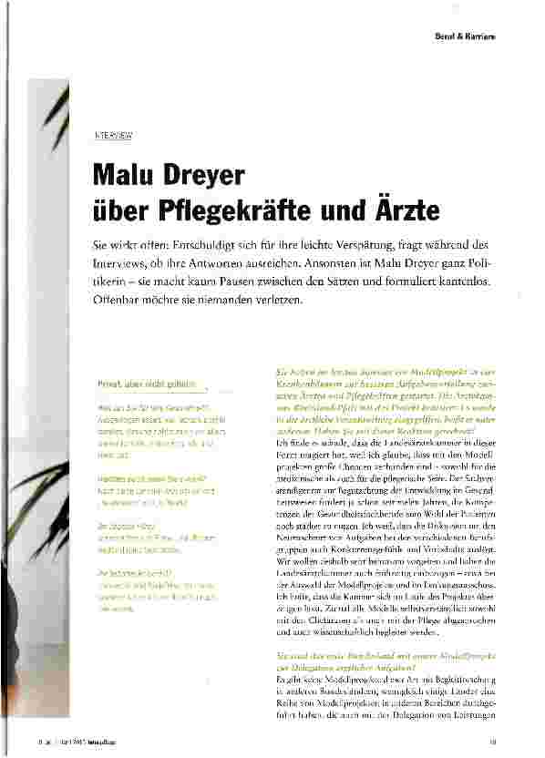 Vorschauseite 2: Malu Dreyer über Pflegekräfte und Ärzte