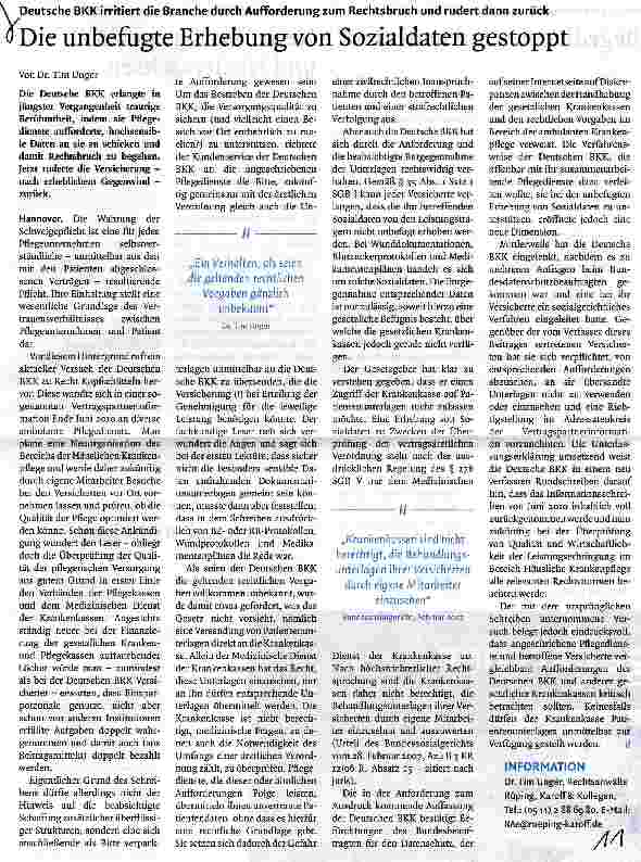 Vorschauseite 1: Die unbefugte Erhebung von Sozialdaten gestoppt
