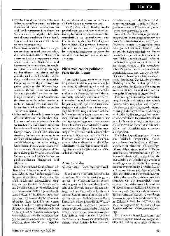 Vorschauseite 3: Der Armutsbericht ist tot -es lebe die Armutsrechnung!