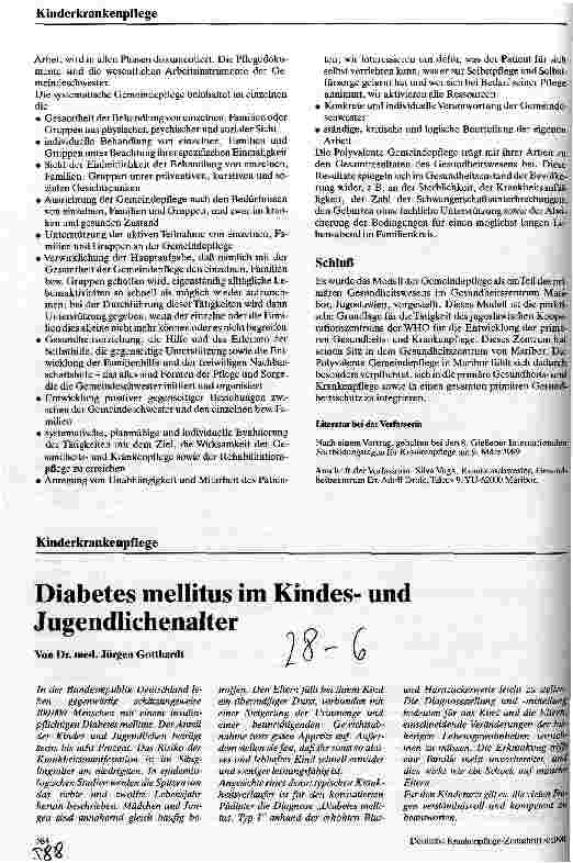 Vorschauseite 1: Diabetes mellitus im Kindesund Jugendlichenalter