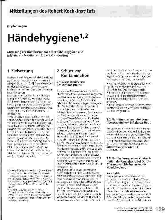 Vorschauseite 1: Händehygiene Empfehlungen