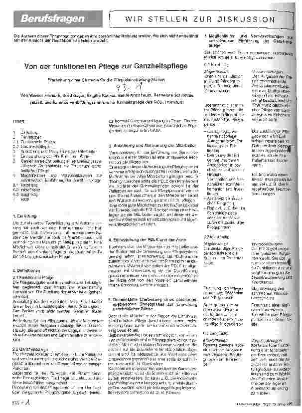 Vorschauseite 1: Von der funktionellen Pflege zur Ganzheitspflege Erarbeitung einer Strategie für die Pflegedienstleitung/Station