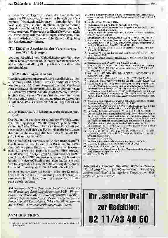 Vorschauseite 4: Zur Höhe nichtärztlicher Wahlleistungen Erörterung von Streitfragen
