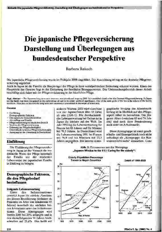 Vorschauseite 1: Die japanische Pflegeversicherung Darstellung und Überlegungen aus bundesdeutscher Perspektive