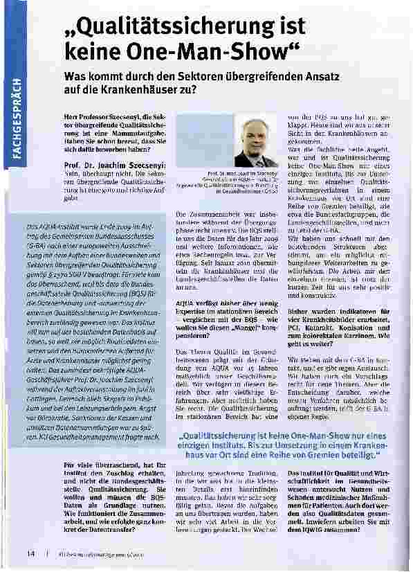 Vorschauseite 1: „Qualitätssicherung ist keine One-Man-Show