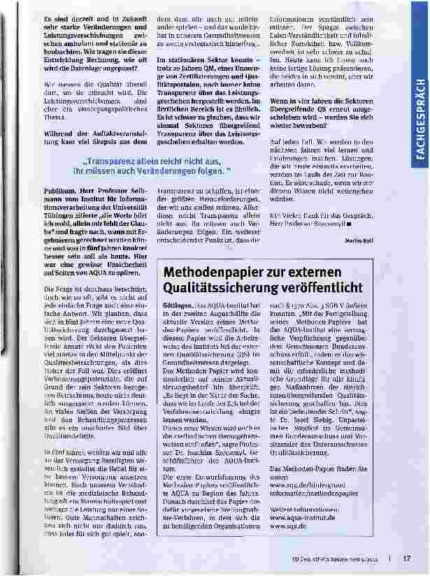 Vorschauseite 4: „Qualitätssicherung ist keine One-Man-Show