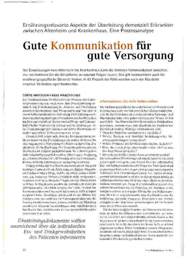 Vorschauseite 1: Gute Kommunikation für gute Versorgung