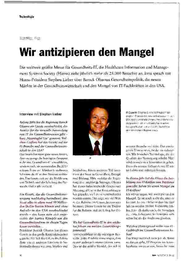 Vorschauseite 1: Wir antizipieren den Mangel