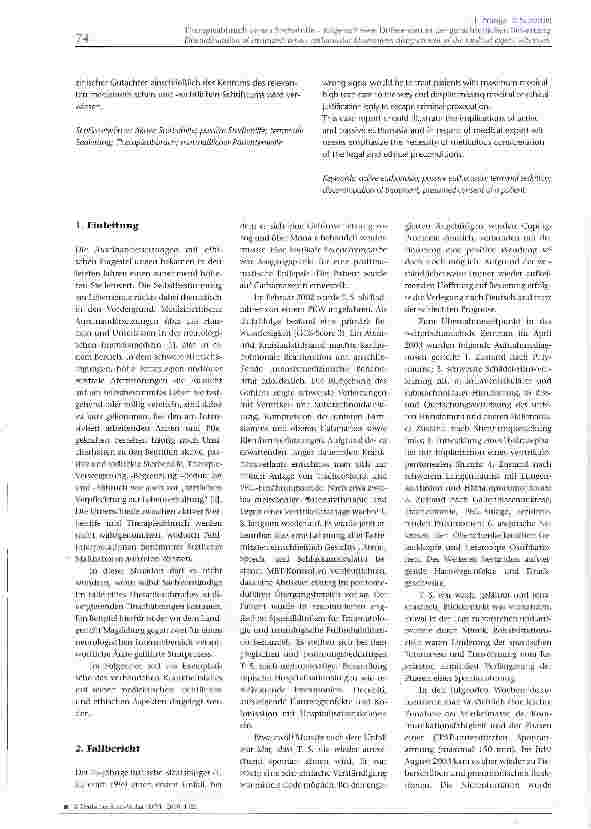 Vorschauseite 2: Therapieabbruch versus Sterbehilfe -folgenschwere Differenzen in der gutachterlichen Bewertung