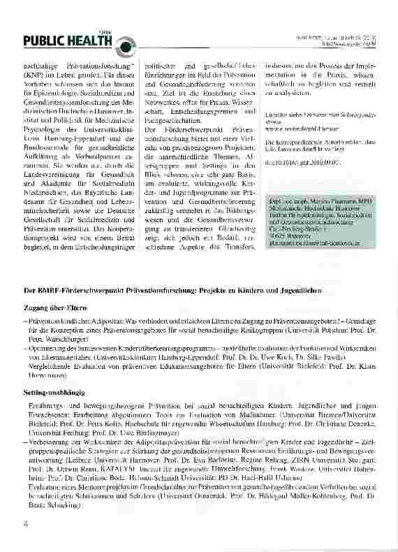 Vorschauseite 3: Kinder und Jugendliche - eine zentrale Zielgruppe im BMBF-Förderschwerpunkt Präventionsforschung