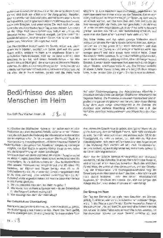 Vorschauseite 1: Bedürnisee des alten Menschen im Heim
