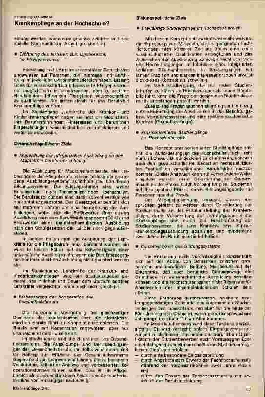Vorschauseite 2: Ausbildung von Lehrkräften der Krankenund Kinderkrankenpflege