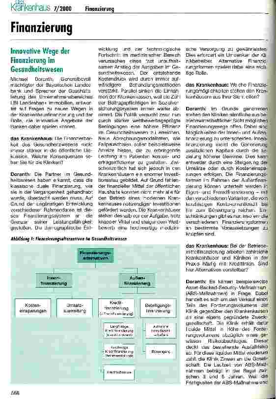 Vorschauseite 1: Innovative Wege der Finanzierung im Gesundheitswesen