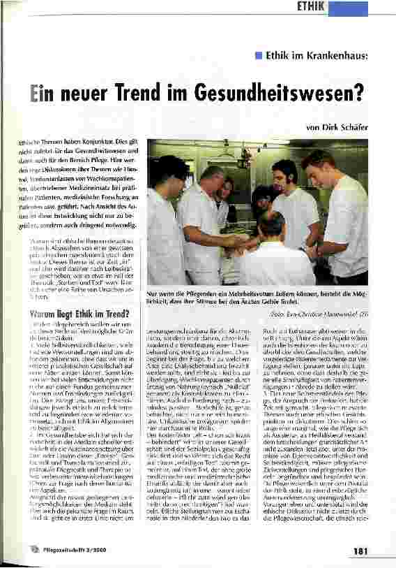 Vorschauseite 1: Ein neuer Trend im Gesundheitswesen? Ethik im Krankenhaus