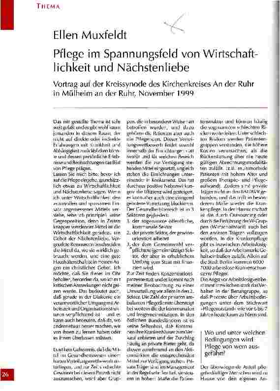 Vorschauseite 1: Pflege im Spannungsfeld von Wirtschaftlichkeit und Nächstenliebe