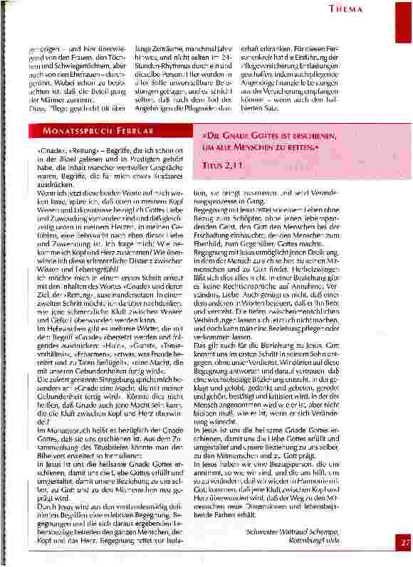 Vorschauseite 2: Pflege im Spannungsfeld von Wirtschaftlichkeit und Nächstenliebe