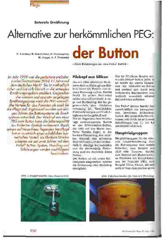 Vorschauseite 1: Alternative zur herkömmlichen PEG: der Button - Erste Erfahrungen mit dem Freka Button -
