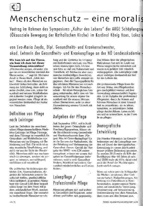 Vorschauseite 1: Menschenschutz - eine moralische Forderung