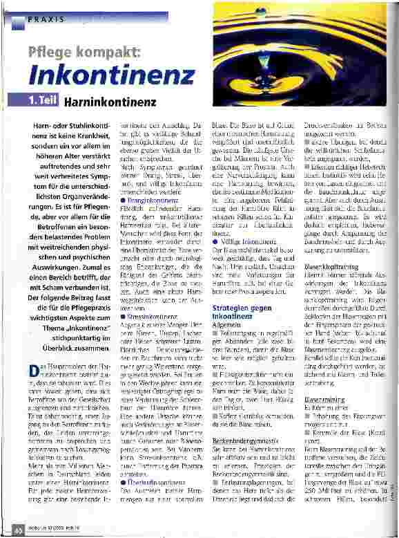 Vorschauseite 1: Inkontinenz Teil 1: Harninkontinenz