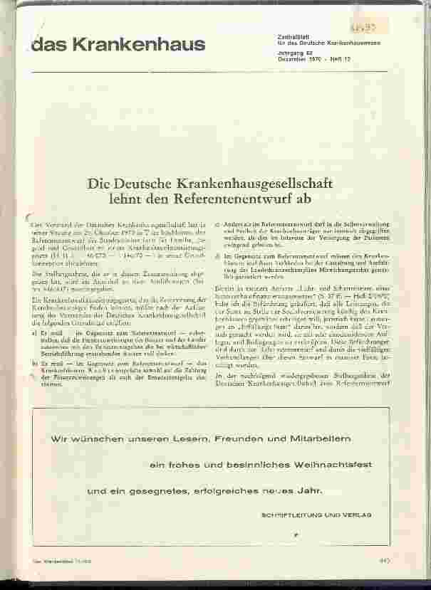 Vorschauseite 1: DKG lehnt den Referantenentwurf ab.
